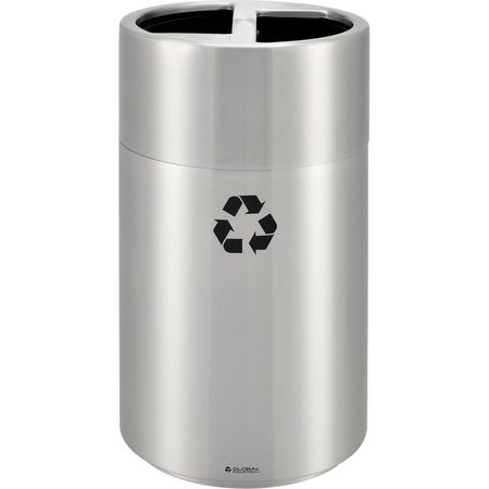GLOBAL INDUSTRIAL Round Multi Purpose Recycling Can, Silver, Aluminum 641602